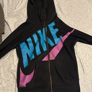 Nike Kids Black Jacket with Blue and Pink Accents